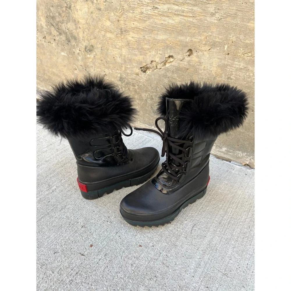 SOREL Joan of Artic Next Waterproof Black Patent Leather Snow Boots 5.5 LNWOT